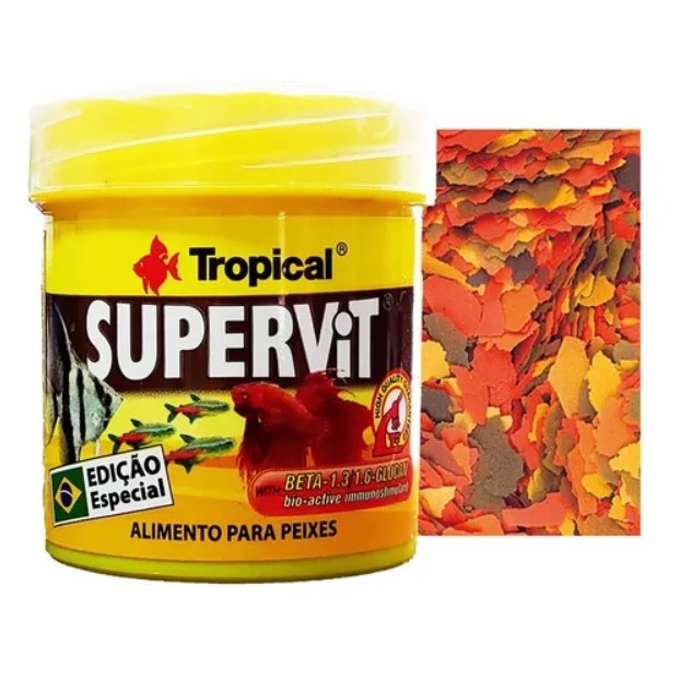 Ração Tropical Supervit Flakes 12g para Peixes ornamentais