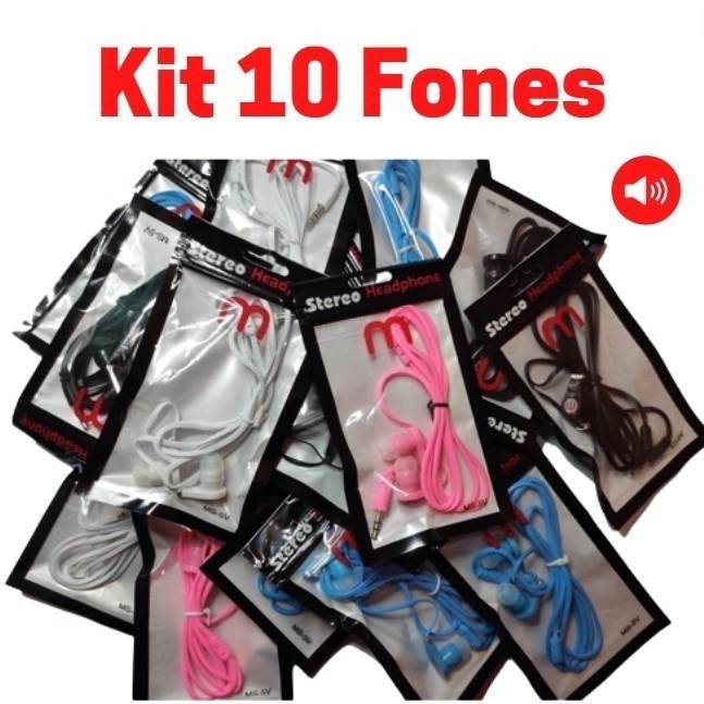 Kit 10 unidades Fones de Ouvido Coloridos Stereo Headphone em Oferta na Shopee