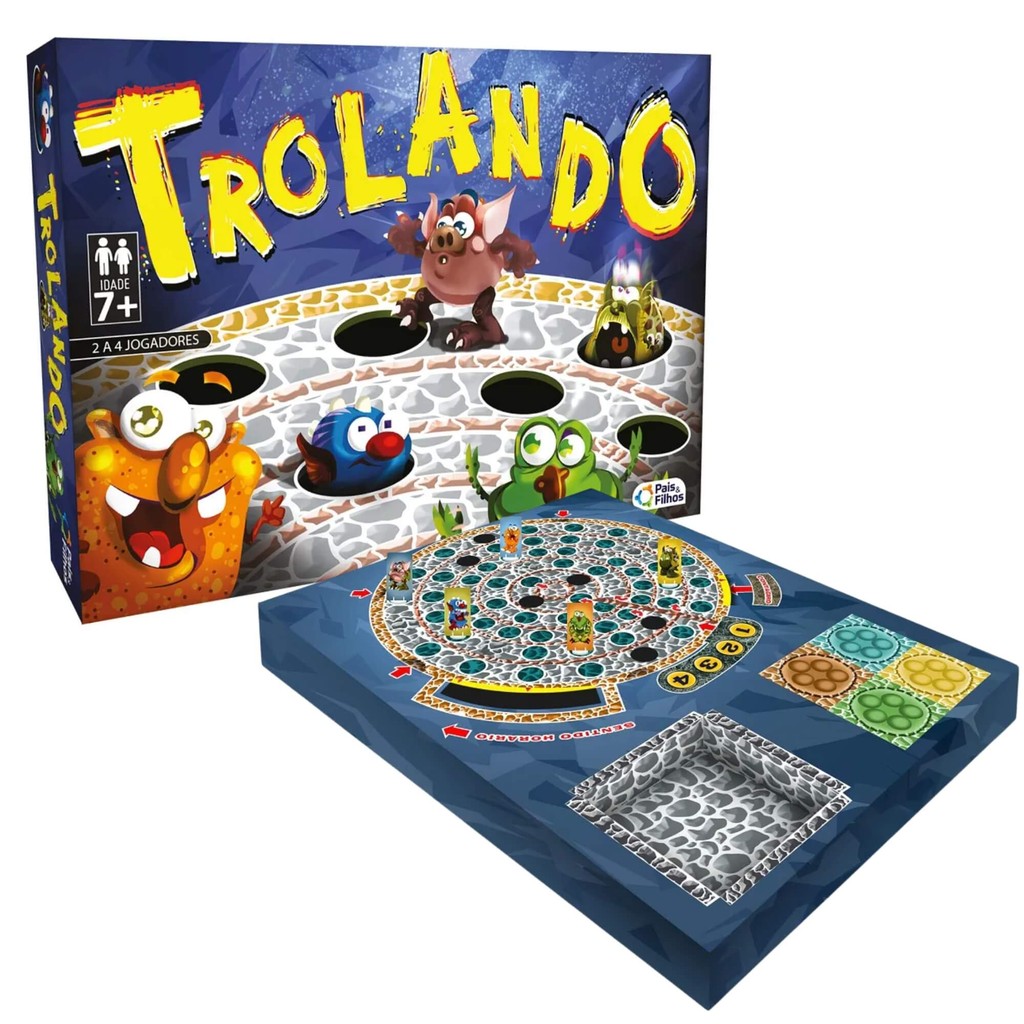 Jogo de Tabuleiro Trolando Pais e Filhos - Diversão para Crianças 7+ Anos, 2 a 4 Jogadores - 10849-1