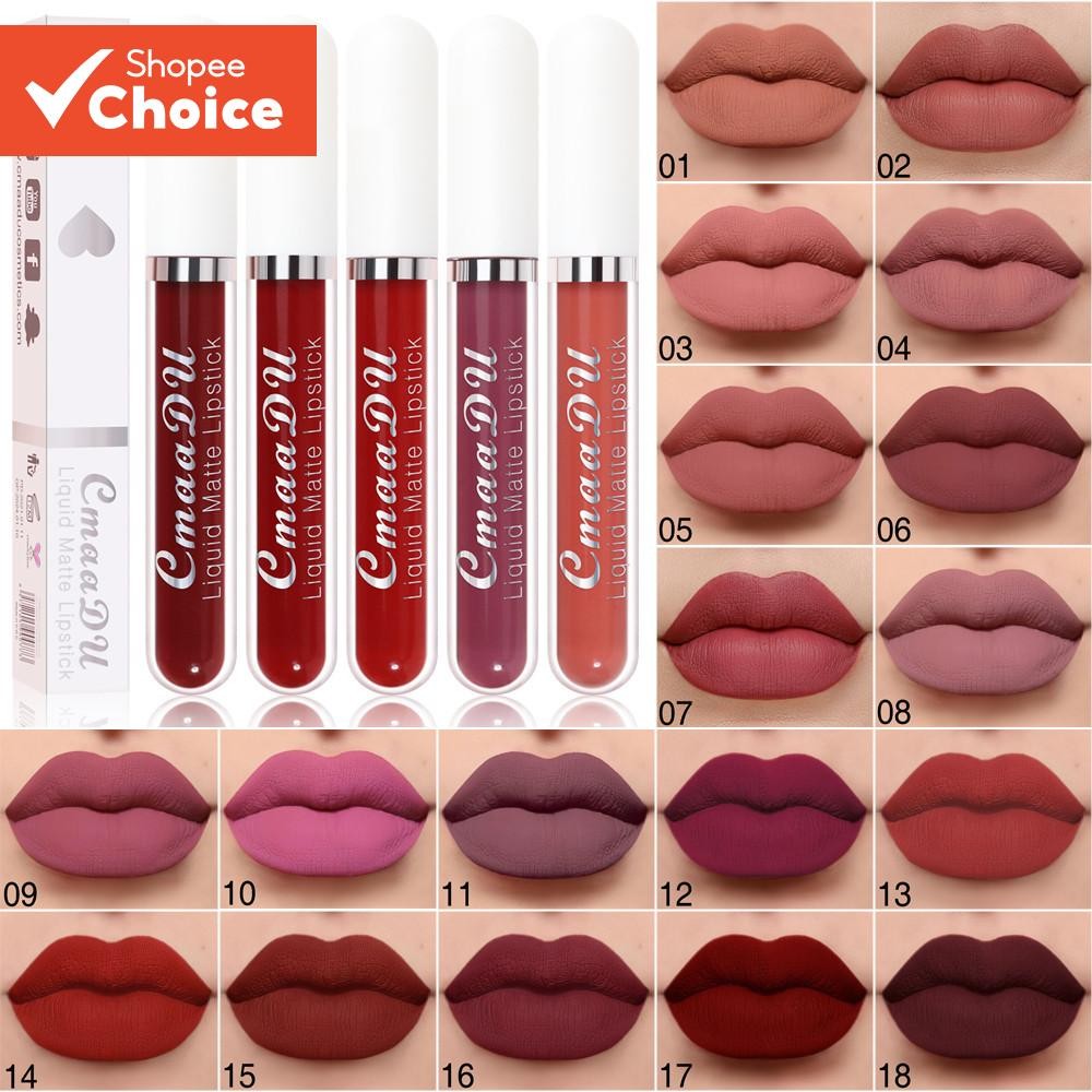 Batons Matte Impermeáveis CMaaDu 18 Cores, Longa Duração, Não Gruda, Forma de Copo, Maquia...
