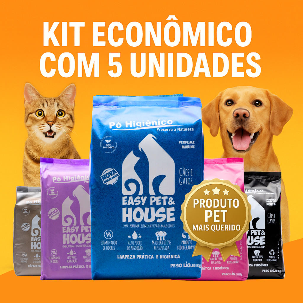 Kit c/ 5 Aromas Pó Higiênico Easypet Eliminador de Odores p / Caixa de Areia e Seca Xixi Cães e Gato em Oferta na Shopee