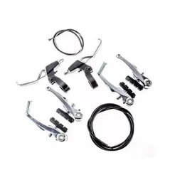 kit freio v-brake de aluminio com manete + cabo e capa para bicicleta bike promoção