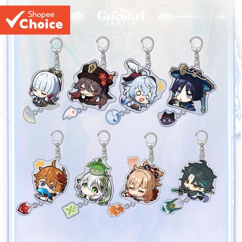 Jogo Genshin Impact Chaveiro Cartoon com Personagens Xiao, Venti e Wriothesley