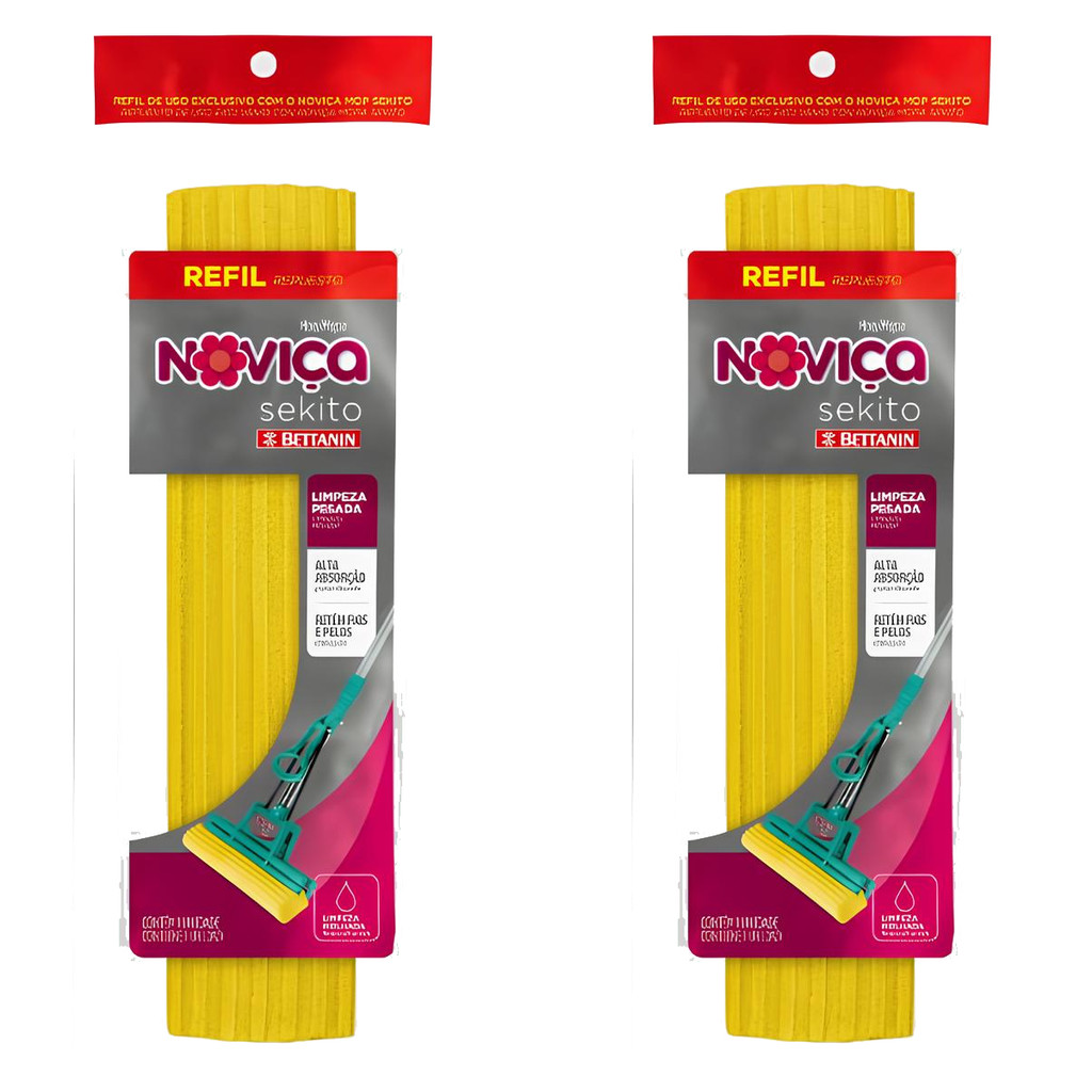 Kit 2 Refil Mop Sekito Noviça Bettanin Original Secagem Fácil em Oferta na Shopee