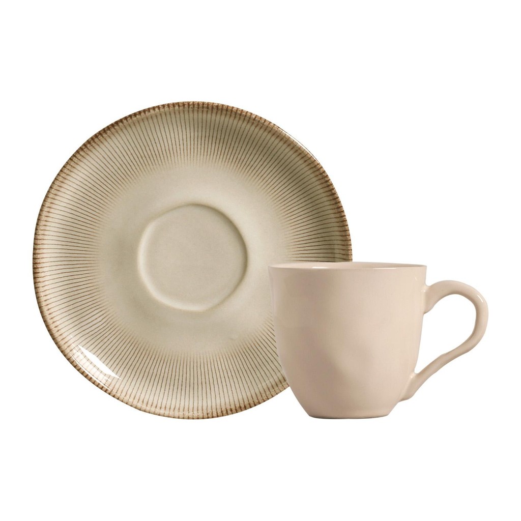 Conjunto com 6 Xícaras De Chá Orgânico 170ml com 6 Pires Bio Raio