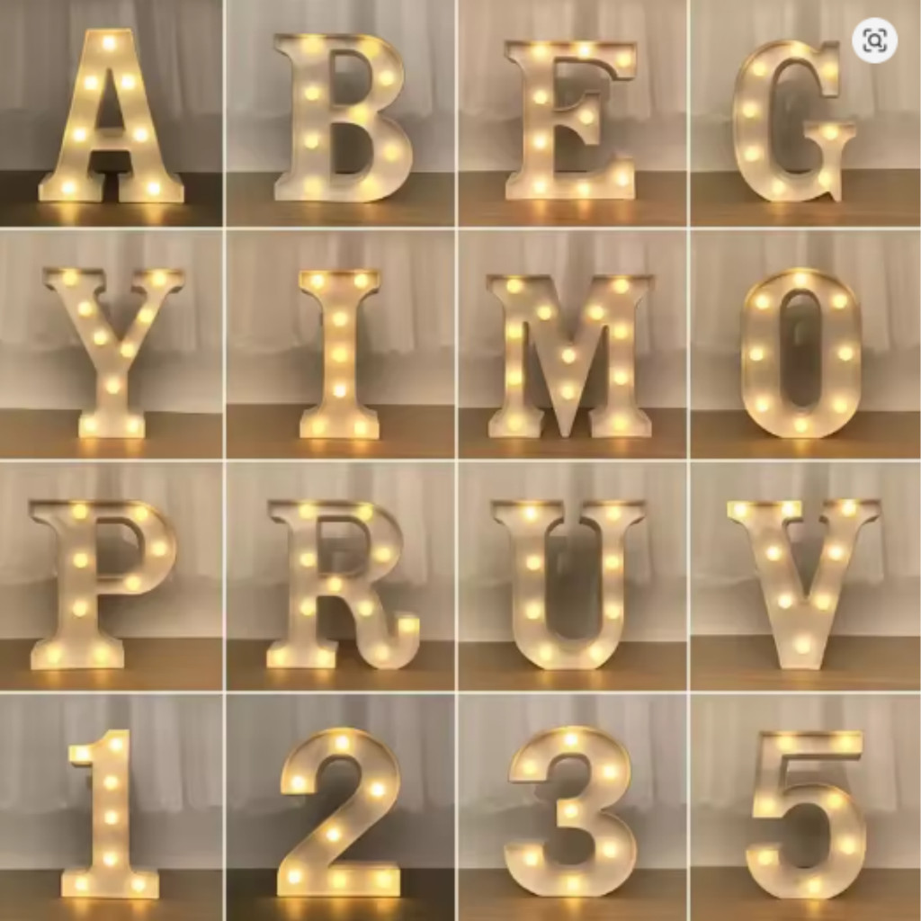 Letra Led E Numero Led  Luminária 3D Decorativa Branco Altura De 16CM OU 21CM Luz Branco Quente em Oferta na Shopee