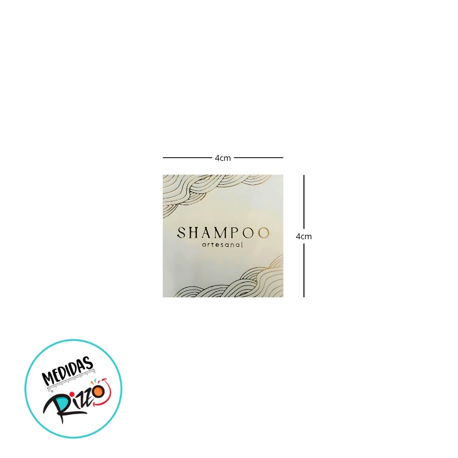Detalhes do Adesivo Shampoo Gold - Ref.2348 - Hot Stamping - 4x4cm - 20 unidades - Stickr - Rizzo