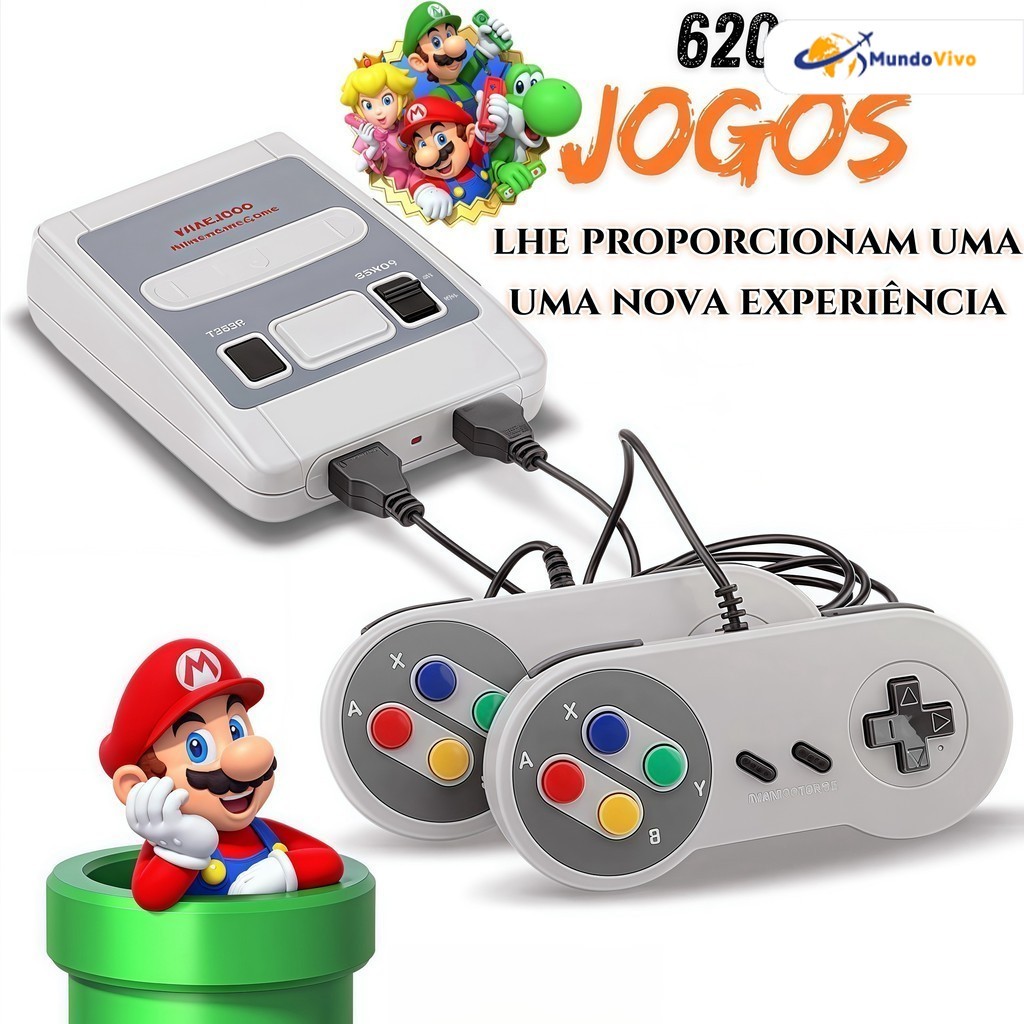 Super Nintendo Mini Classic Game Console Alça Dupla Estilo Retro de 8 bits Embutido 620 Jogos Originais em Oferta na Shopee