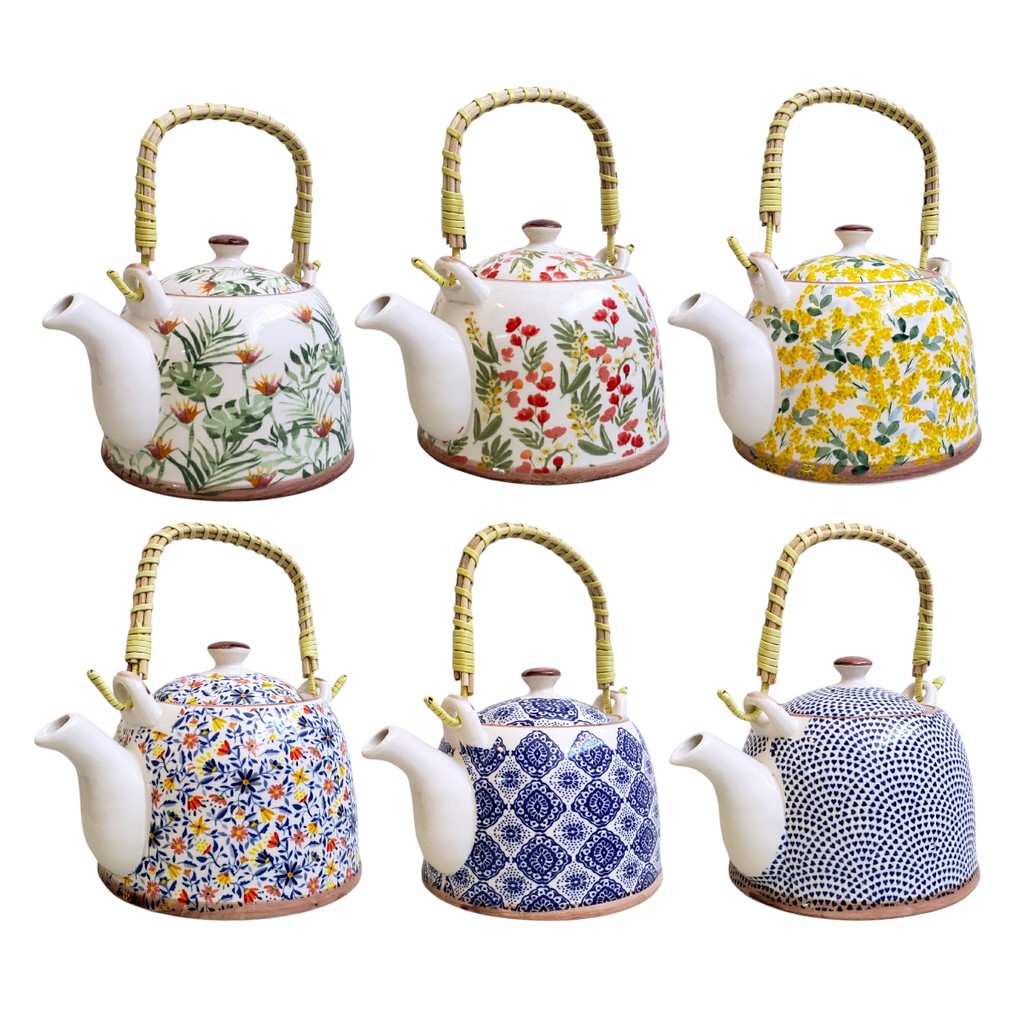 Bule de Chá Flores Grande Porcelana Infusor de Inox 900ml em Oferta na Shopee