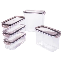 Kit 5 Potes Porta Mantimentos Herméticos Empilháveis Plástico para Geladeira Despensa Armário Tampa Fumê Plasútil