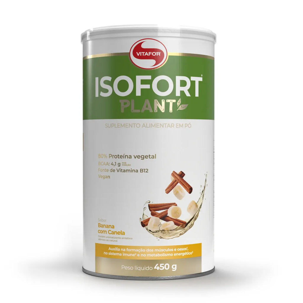 Isofort Plant Proteina Vegetal Banana Com Canela 450G Vitafor