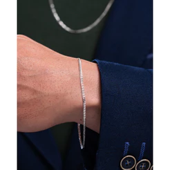 Pulseira de Prata 925 Masculina Groumet fina 2mm - Original, Certificado, Garantia Vitalícia