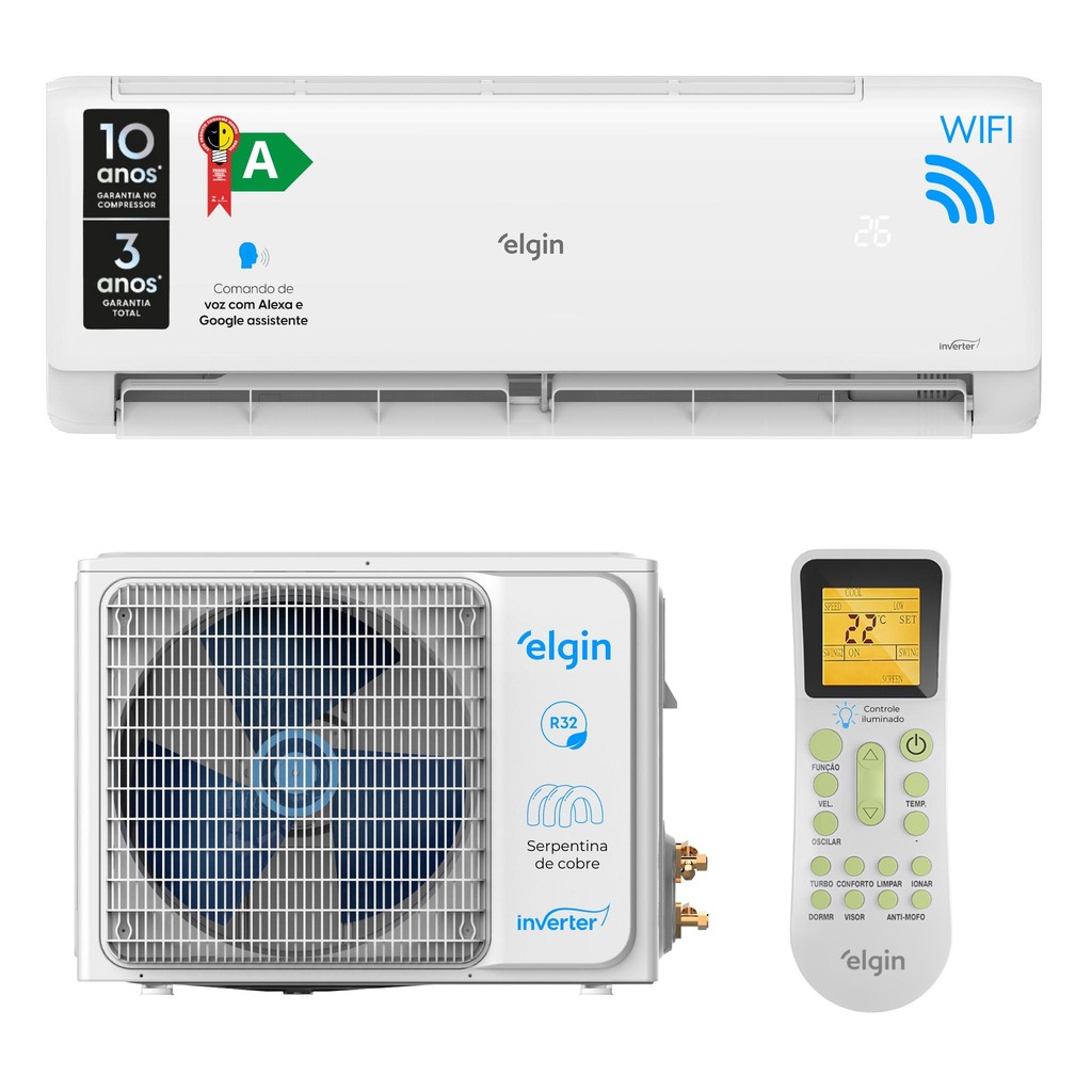 Ar Condicionado 12000 BTUs Elgin Inverter II High Wall Eco Com Wi-Fi Integrado 220V em Oferta na Shopee