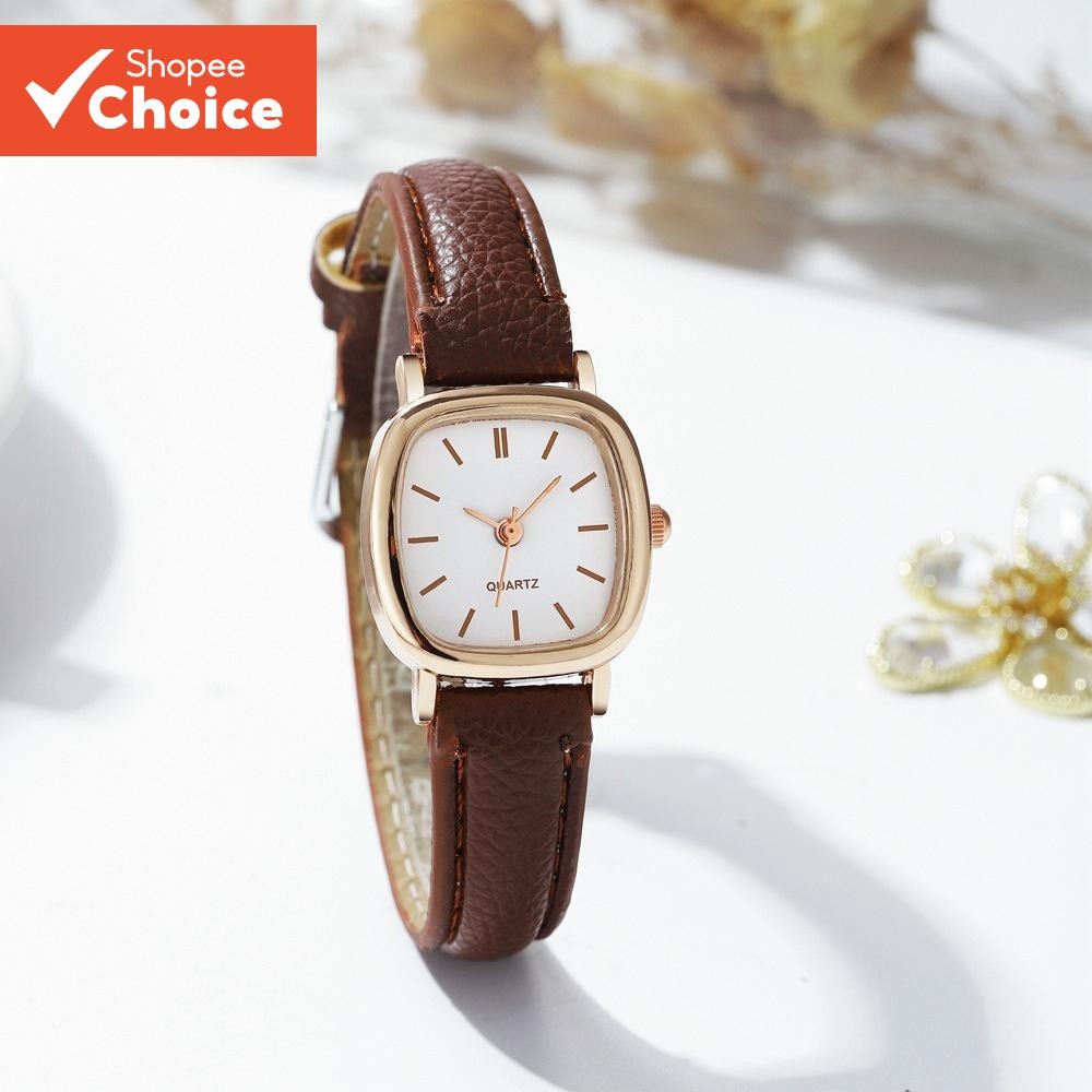 Relógio Feminino De Rosto Quadrado Com Mostrador Pequeno E Pulseira De Couro Para Todos Os...