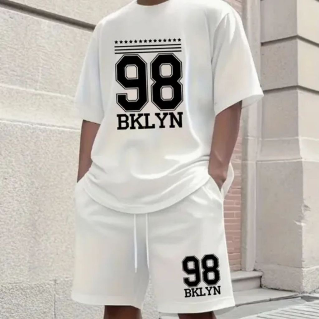 Conjunto Estiloso Streetwear Camiseta Oversized e Bermuda Moletom Brooklyn Premium