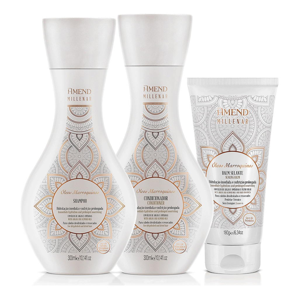 Amend Kit Millenar Óleos Marroquinos Shampoo, Condicionador e Balm Selante