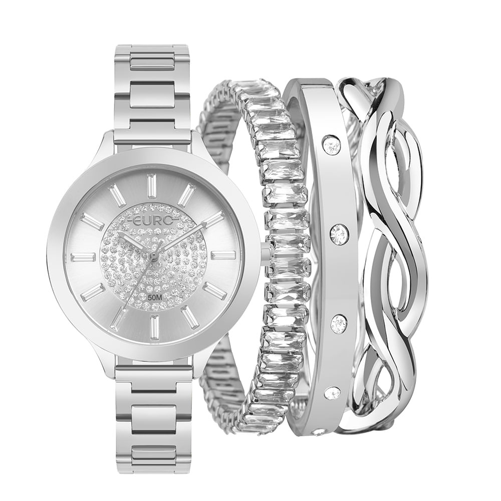 Kit Euro Feminino Soul Prata - EU2035YVU/K4K - Watches