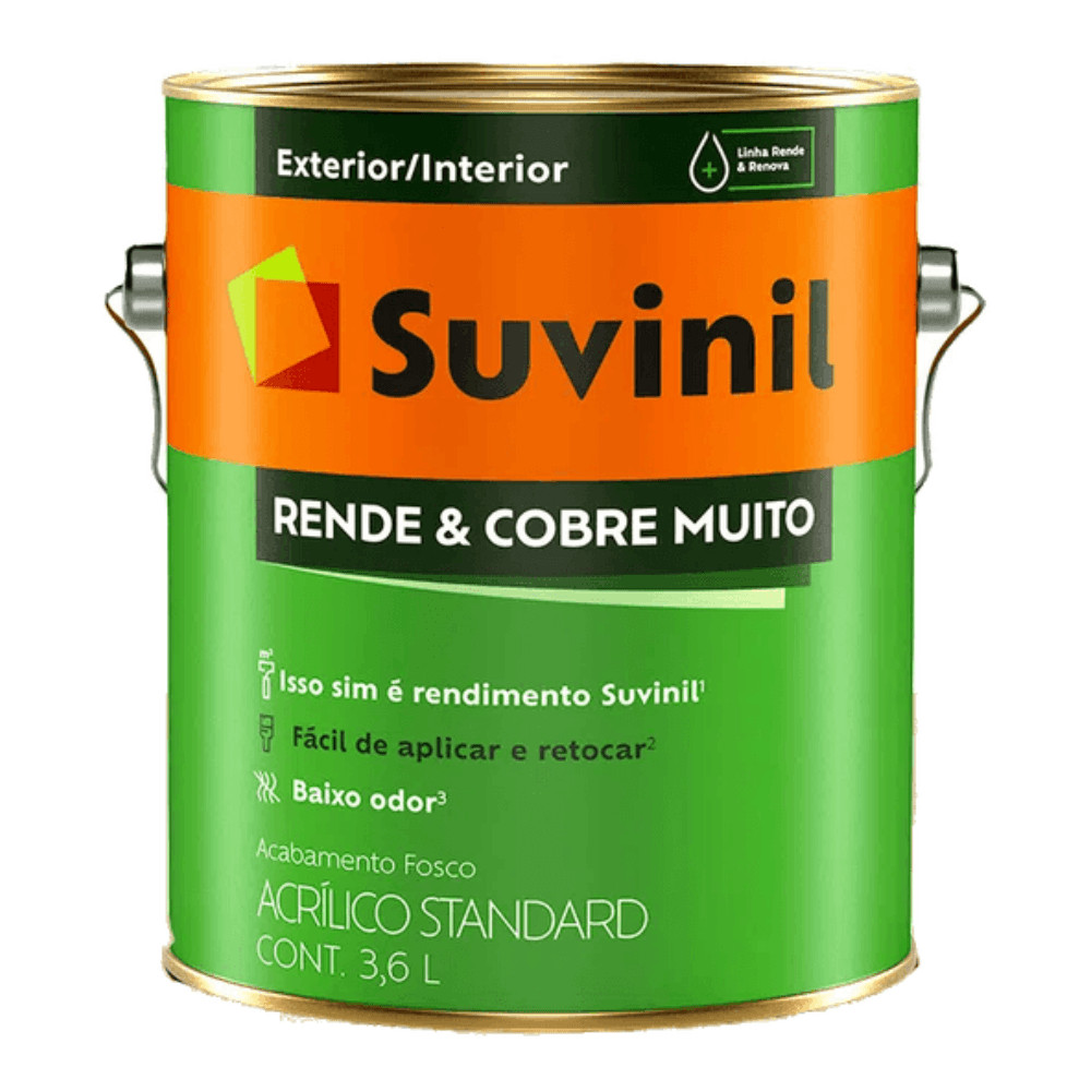 Tinta Acrílica Rende e Cobre Muito Cromio Fosco 3,6L - SUVINIL - Home & Living