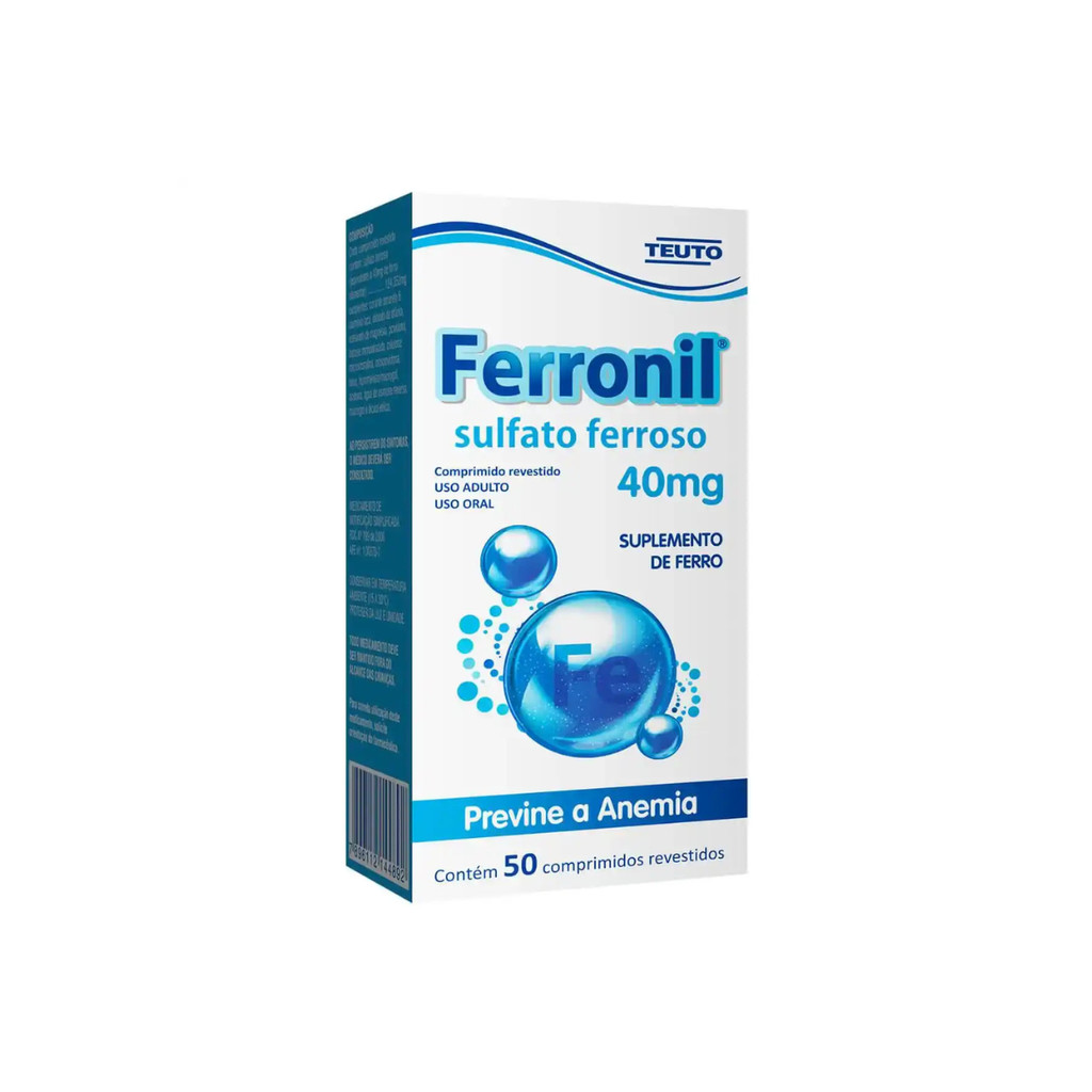 Sulfato Ferroso - Ferronil 40mg 50 Comprimidos em Oferta na Shopee