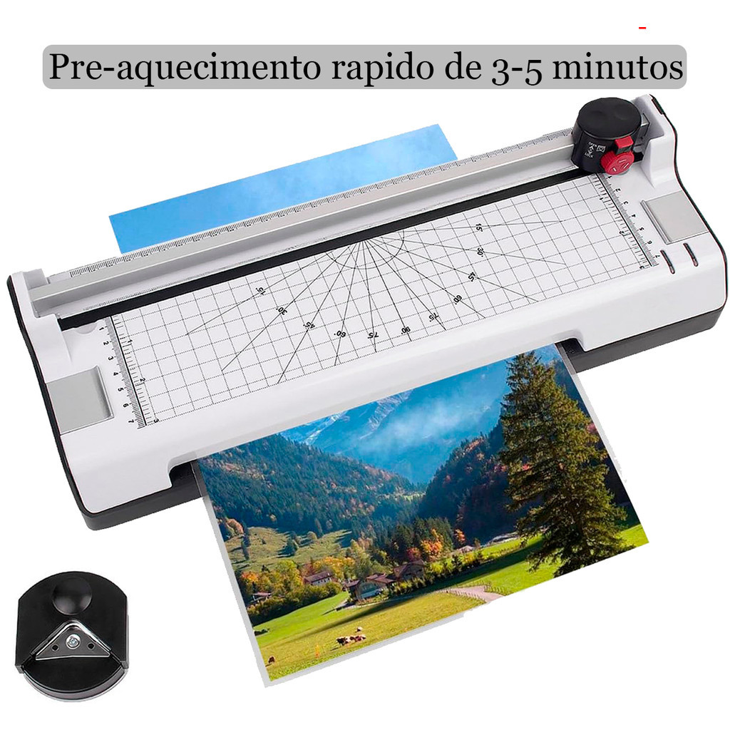 Imagem Plastificadora Refiladora a4 Laminadora 5x1 Poliseladora 220v Laminar Quente e Frio para Documentos