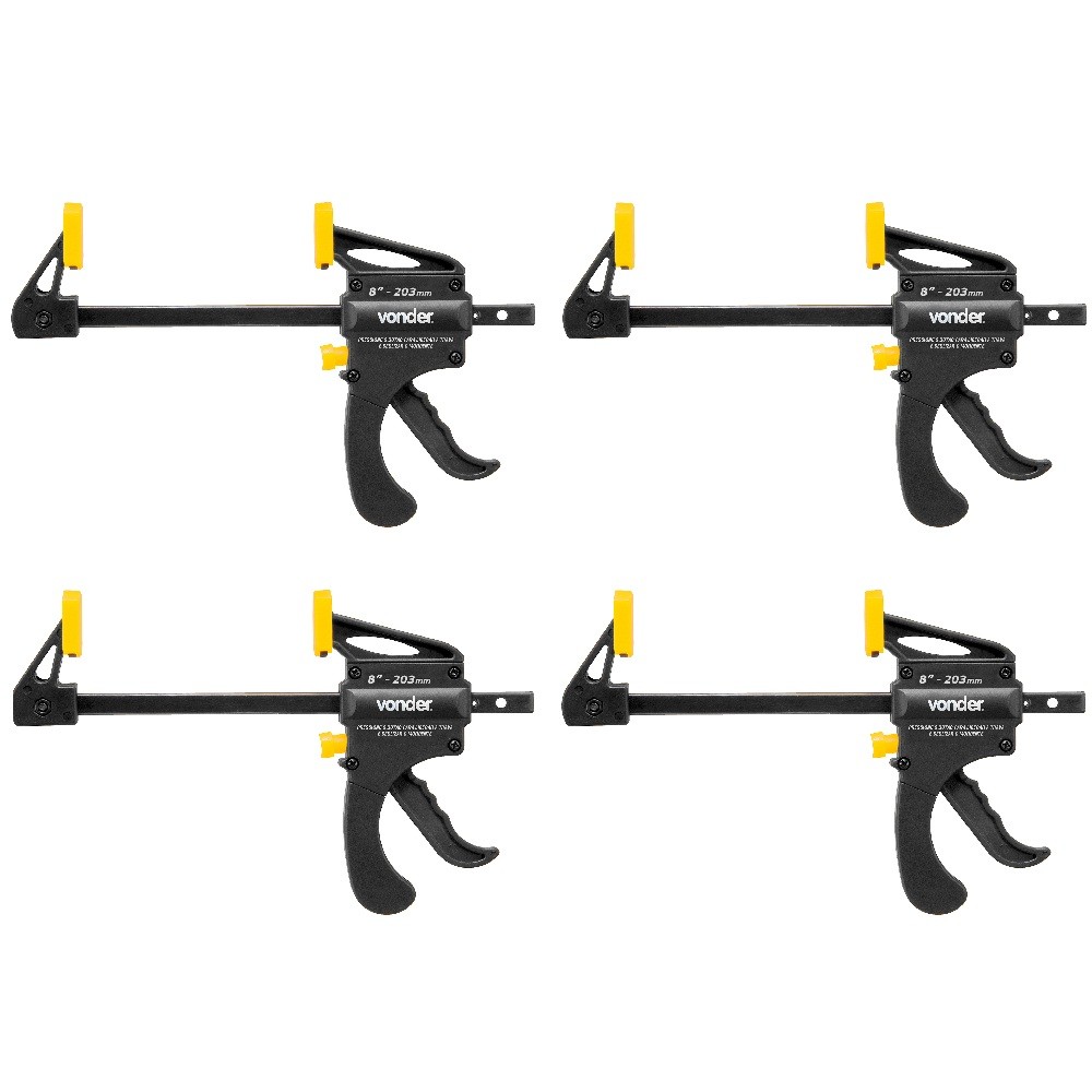 4 Grampos Tipo Sargento Aperto Rápido 8 203mm Ga308 Vonder