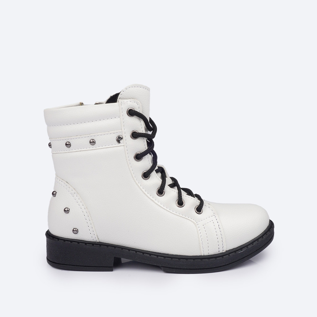 Bota Infantil Cano Médio Tachas Branca Pampili