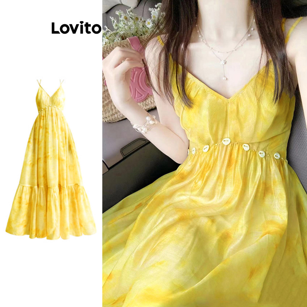 Lovito Vestido Casual Com Estampa Lisa Para Mulheres LNA74049 - Women Clothes