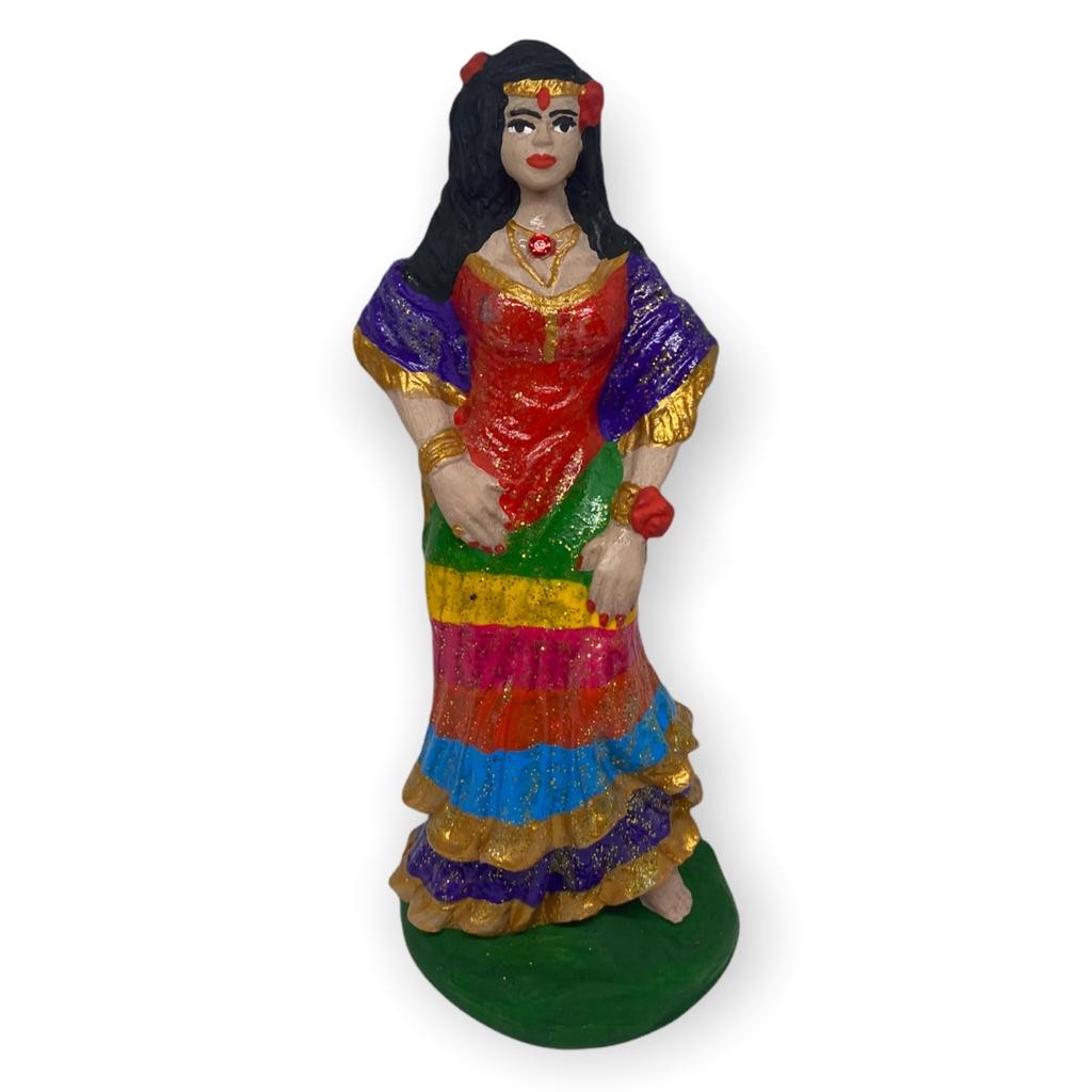 Escultura Cigana Sete Saias Colorida 13,50 cm Resina