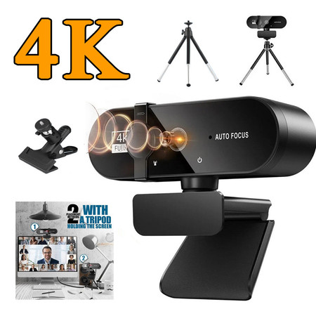Webcam 4K Mini Webcam Full HD 1080P Com Microfone Autofoucus Web Para PC Computador Portátil Online