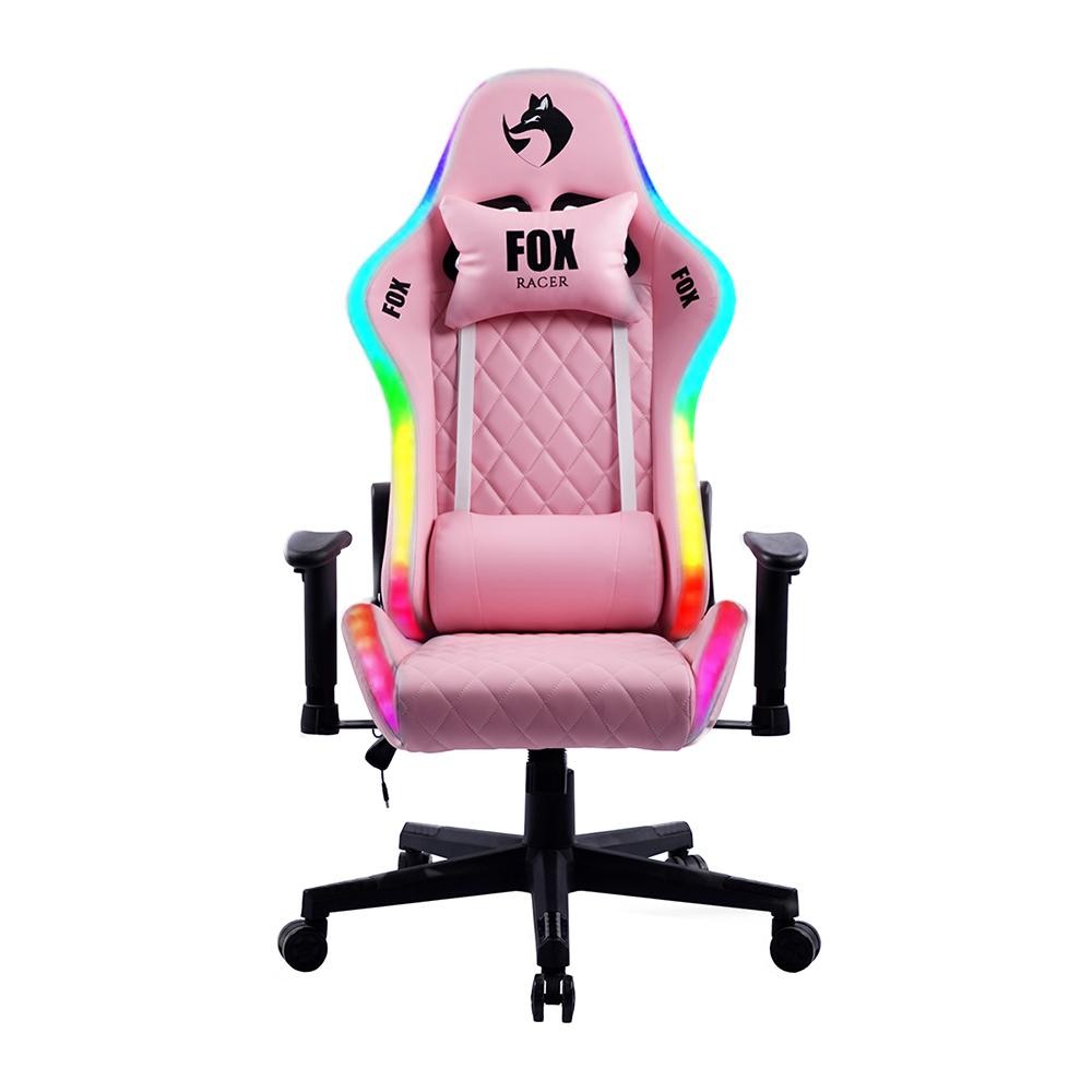 Cadeira Gamer FOX Racer RGB com Iluminação Led Rosa Logo Preta - UT-C1583L - Home & Living