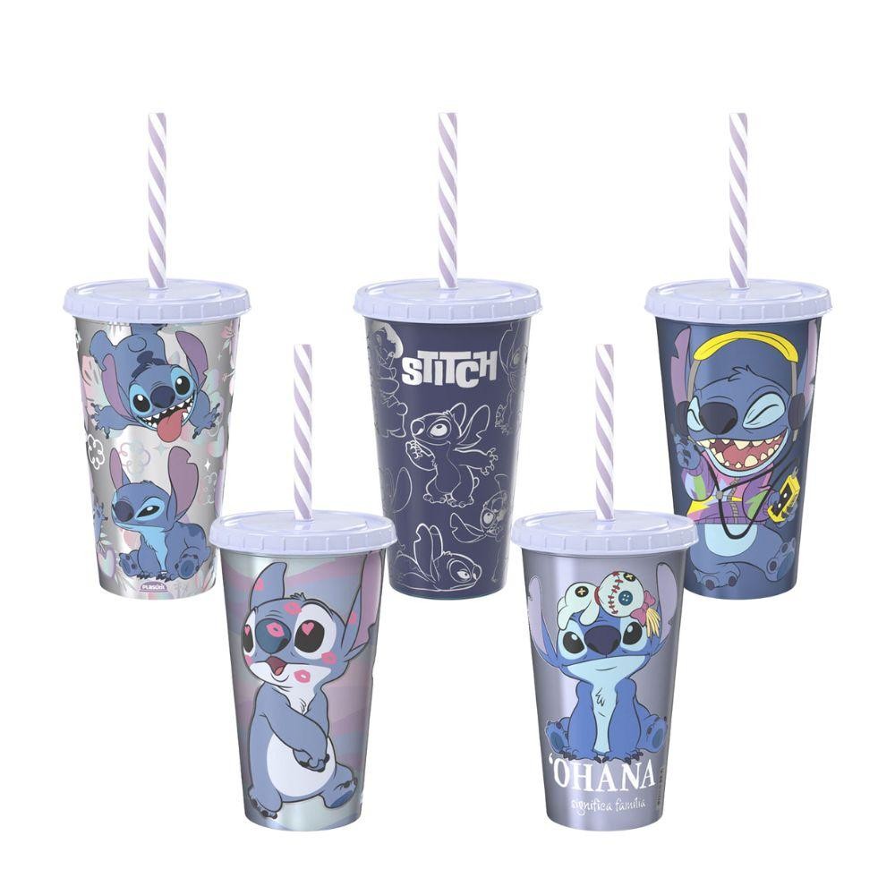 Copo Stitch Disney Canudo 500 ml Sortido 1 Peça Plasútil em Oferta na Shopee