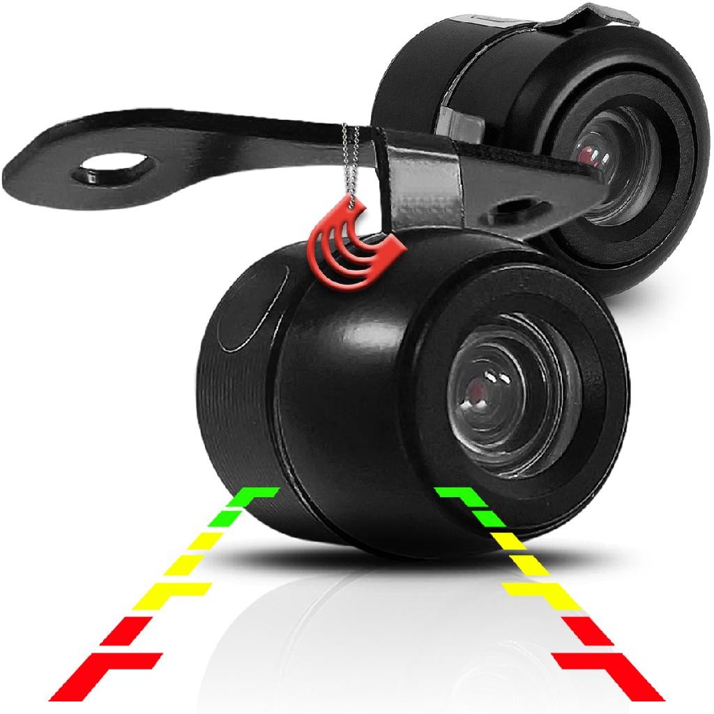 Camera de Ré Universal Traseira Embutida e Borboleta com Linhas Guia Fixas para Estacionamento - Spare Parts and Accessories for Vehicles