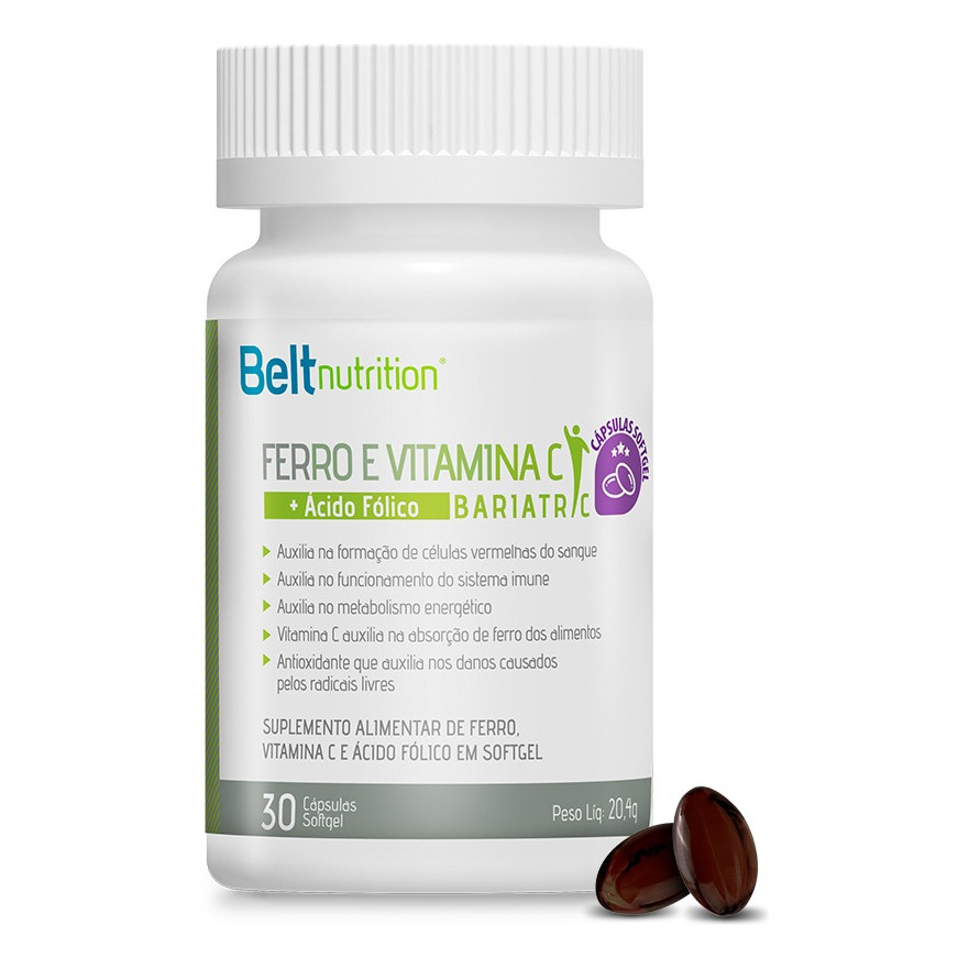 Belt Ferro, Vitamina C + Ácido Fólico Bariatric Sem Sabor em Oferta na Shopee