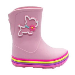 Galocha Infantil Menina Plugt Acqua Cachorrinha Rosa Balé Colorida Enfeite Divertida Confortável