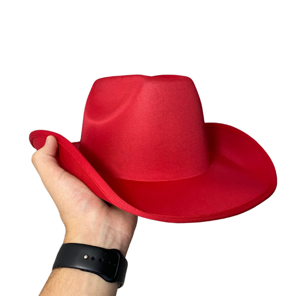 Chapéu de Cowboy Vermelho Contry Feminino e Masculino