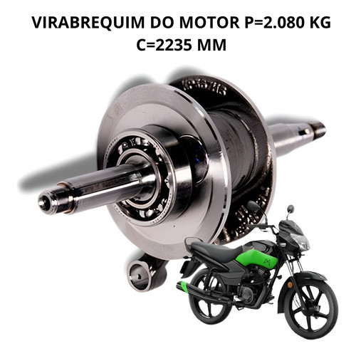 Virabrequim Do Motor + Biela + Rolamento Mottu Tvs Sport 110
