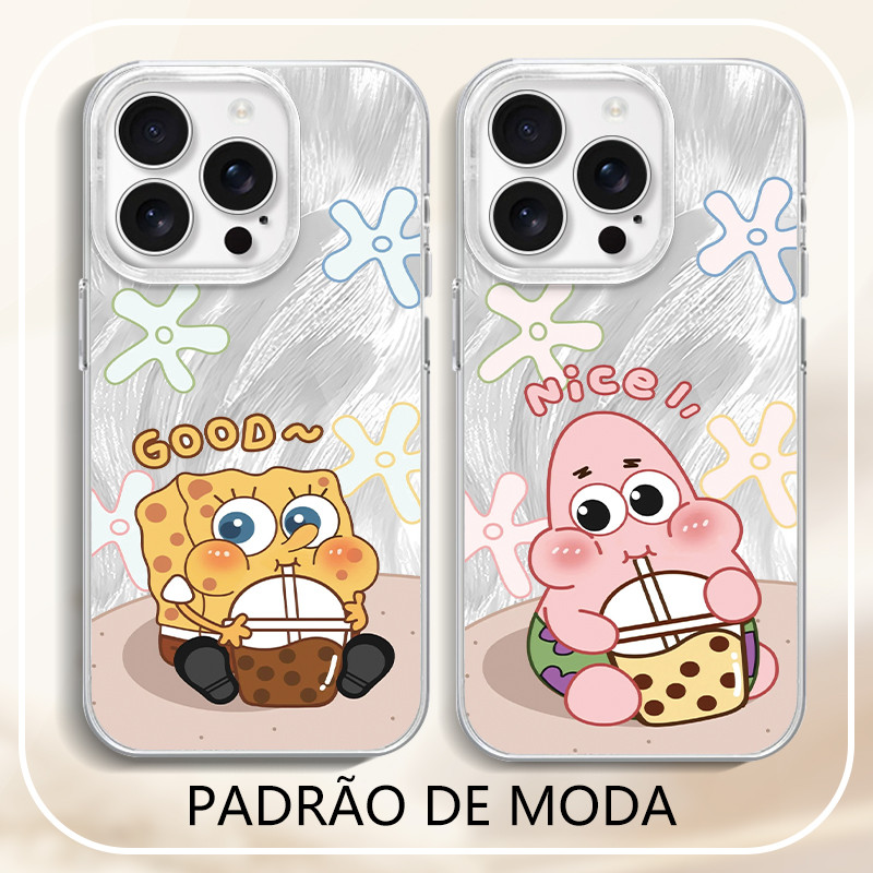 Anime bob esponja capinha kawaii com Samsung A05S A14 A15 A55 S22 S23 S24 Ultra
