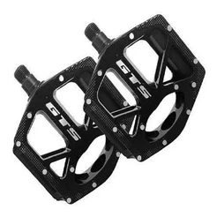 PEDAL PLATAFORMA GRIFADO ALUMÍNIO GTS BIG 9/16 ROSCA GROSSA MTB BMX CROSS RESISTENTE PRETO