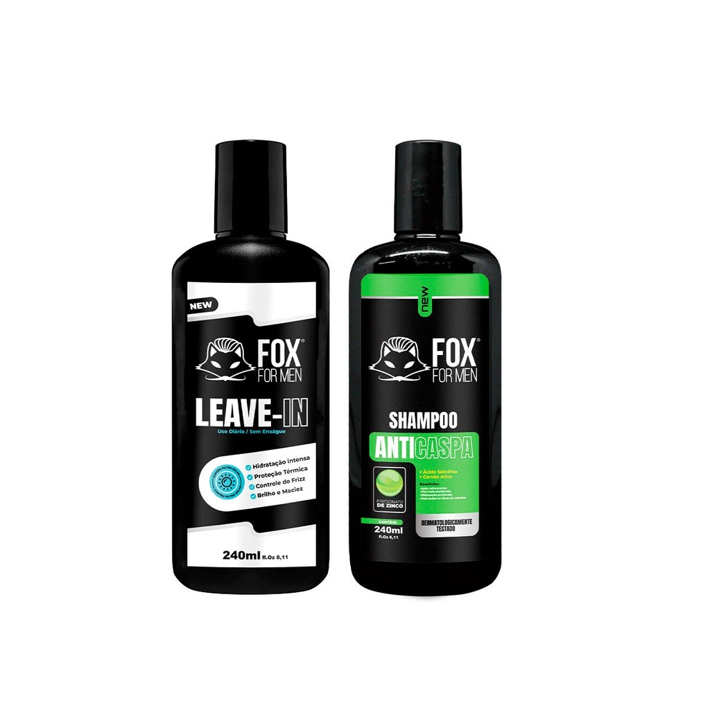 SHAMPOO ANTICASPA E LEAVE IN LIMPEZA E HDRATAÇÃO - FOX FOR MEN em Oferta na Shopee
