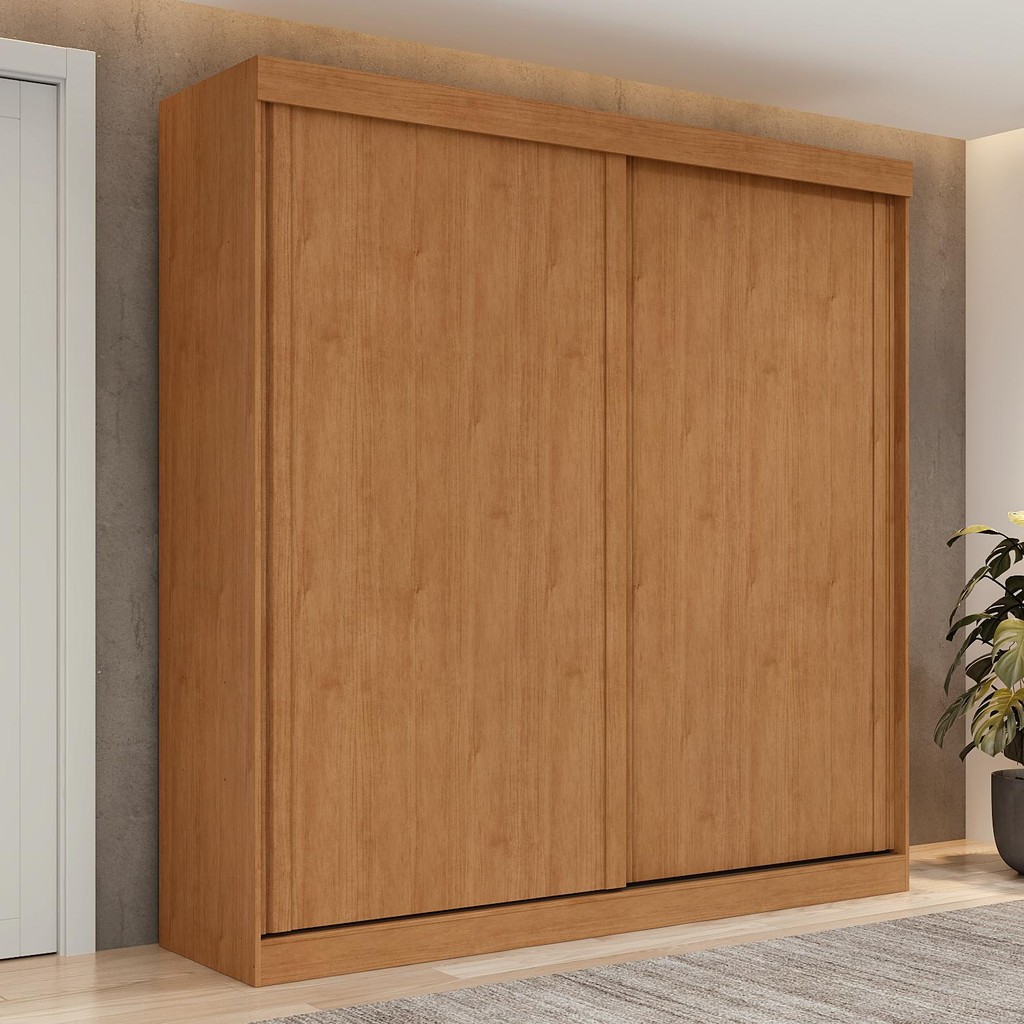 Guarda-Roupa 2 Portas de Correr 2 Gavetas Easy Light  Amendoa Clean/off White/Amendoa Clean em Oferta na Shopee