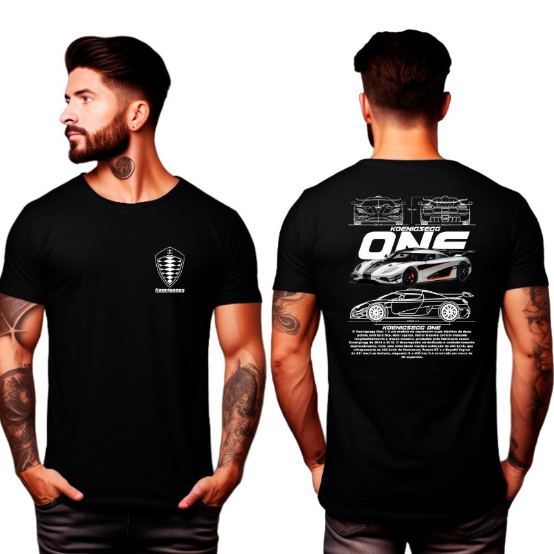 Camiseta T-shirt Basica Camisa Carro Corrida Luxo Koenigsegg One Super Esportivo
