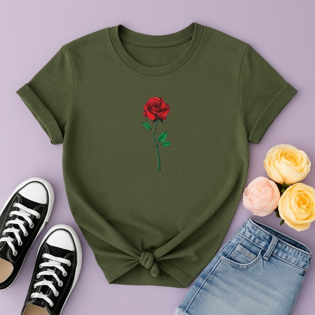 Camiseta Feminina Rosa Estampada Delicada Lançamento Envio Ja