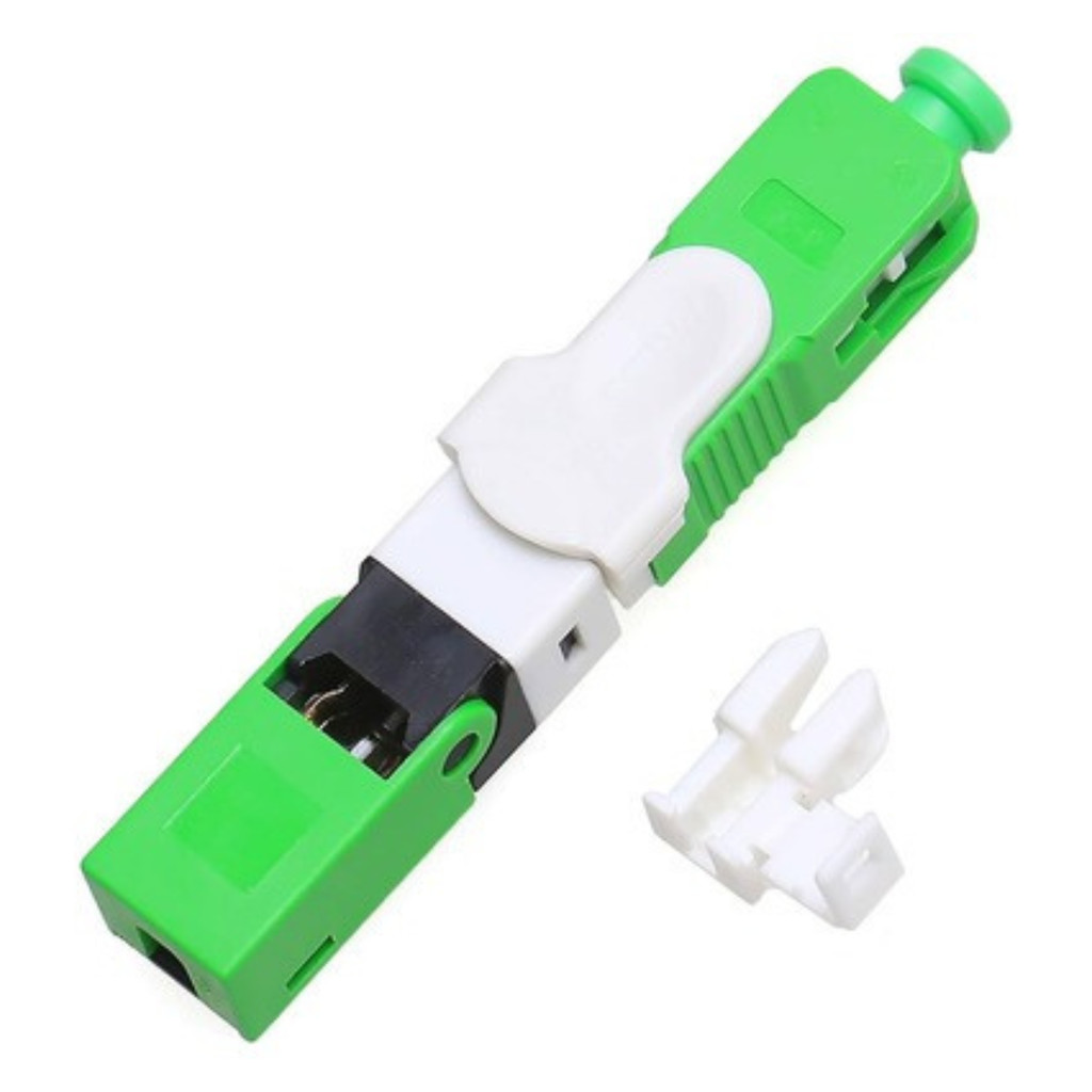 Kit com 5 conectores opticos Sc/apc Clik Verde Conector Fast