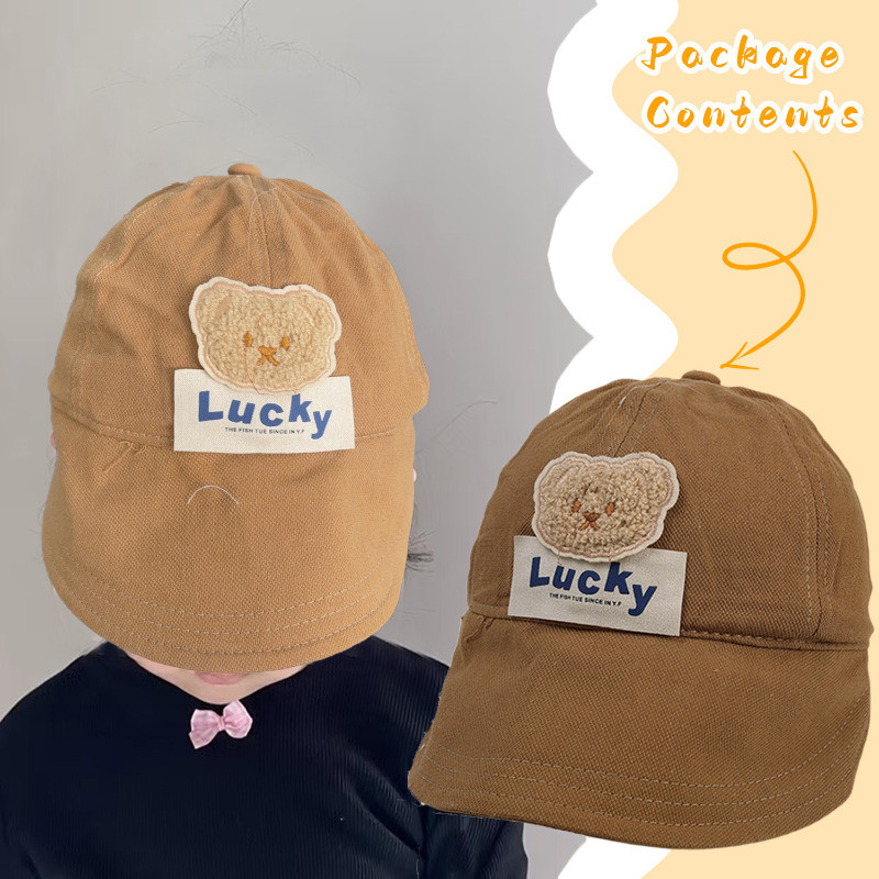 1/2/3 Unidades De Chapéu De Sol Infantil Fofo – Boné De Beisebol De Urso De Desenho Animado Chapéus Macios Com Proteção