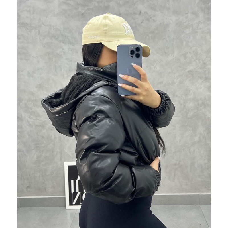 JAQUETA PUFER INVERNO FEMININA CASUAL JAQUETA EM PU