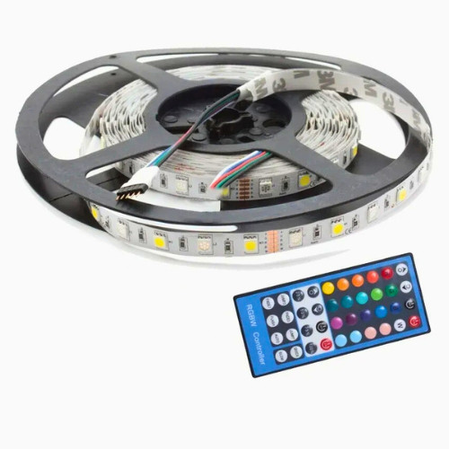 Fita LED 5050 RGB+W 5m 12V 60 LEDs/m 60W com Controle Remoto IP20