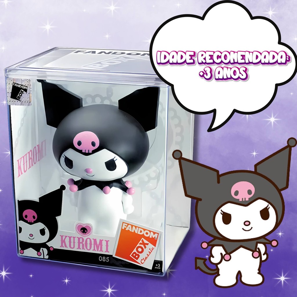 Detalhes do Fandom Box Hello Kitty Kuromi Boneco Colecionável Material Vinil Atóxico Lider - 3547