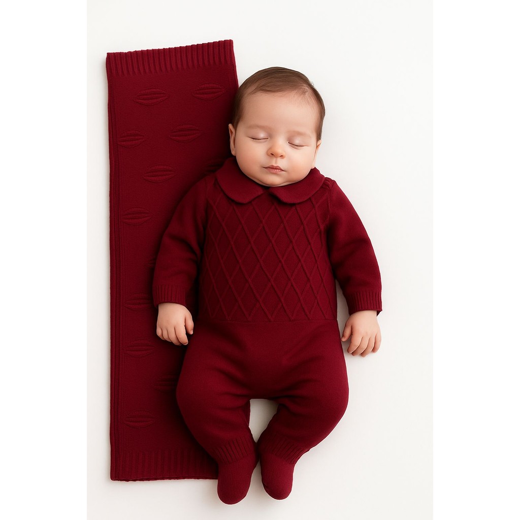 Saída De Maternidade Manta e Macacão Menina e Menino Enxoval Recem Nascido tricô