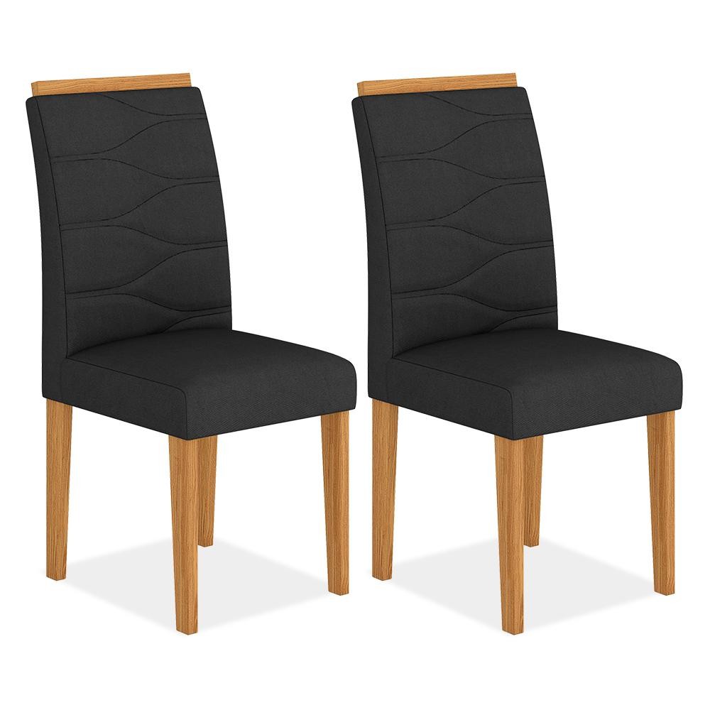 Kit 2 Cadeiras Estofadas Vitória Cinamomo/preto - Móveis Arapongas em Oferta na Shopee