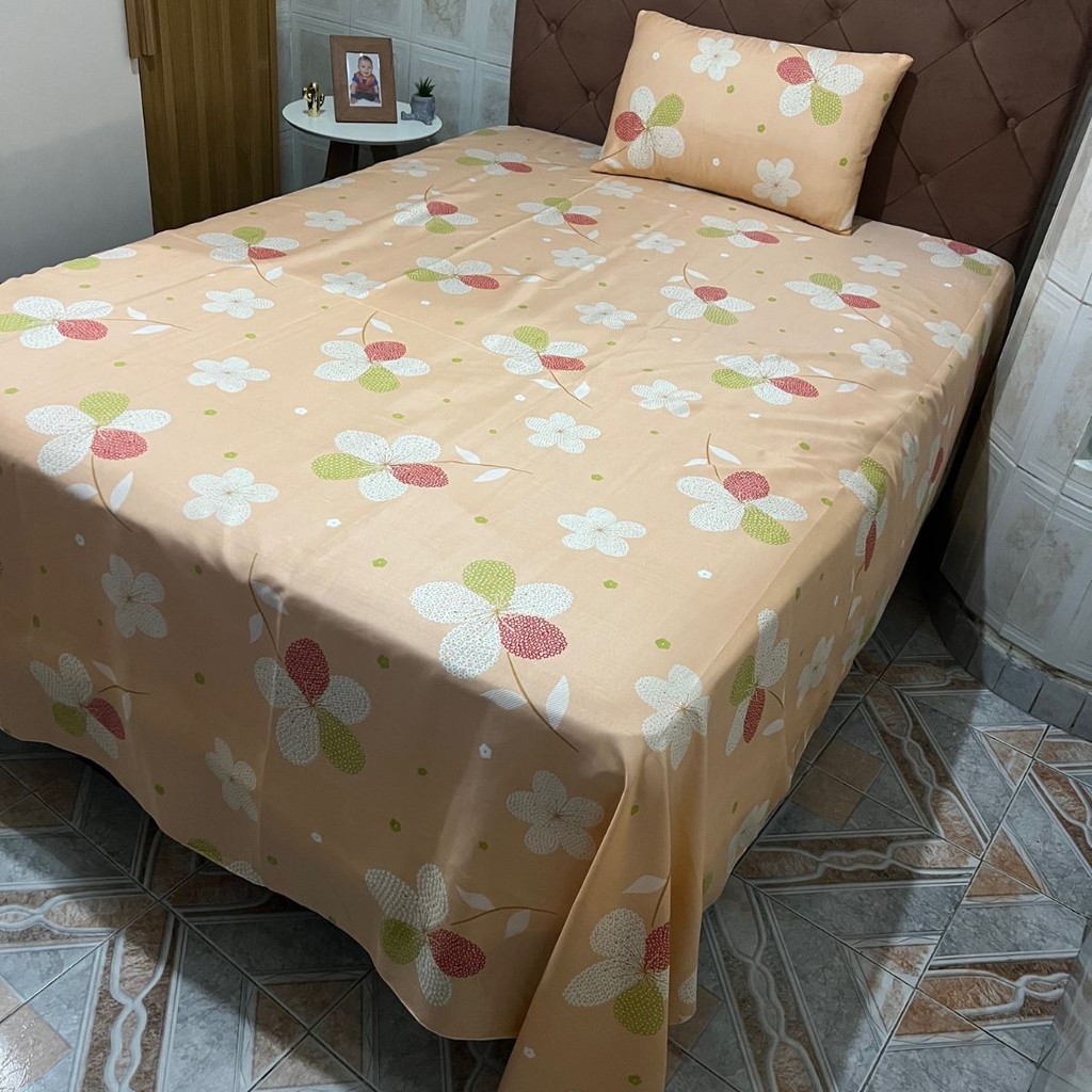 Kit Lençol Para Cama Solteiro 2 Peças Com Fronha Microfibra Sem Elástico Estampado em Oferta na Shopee
